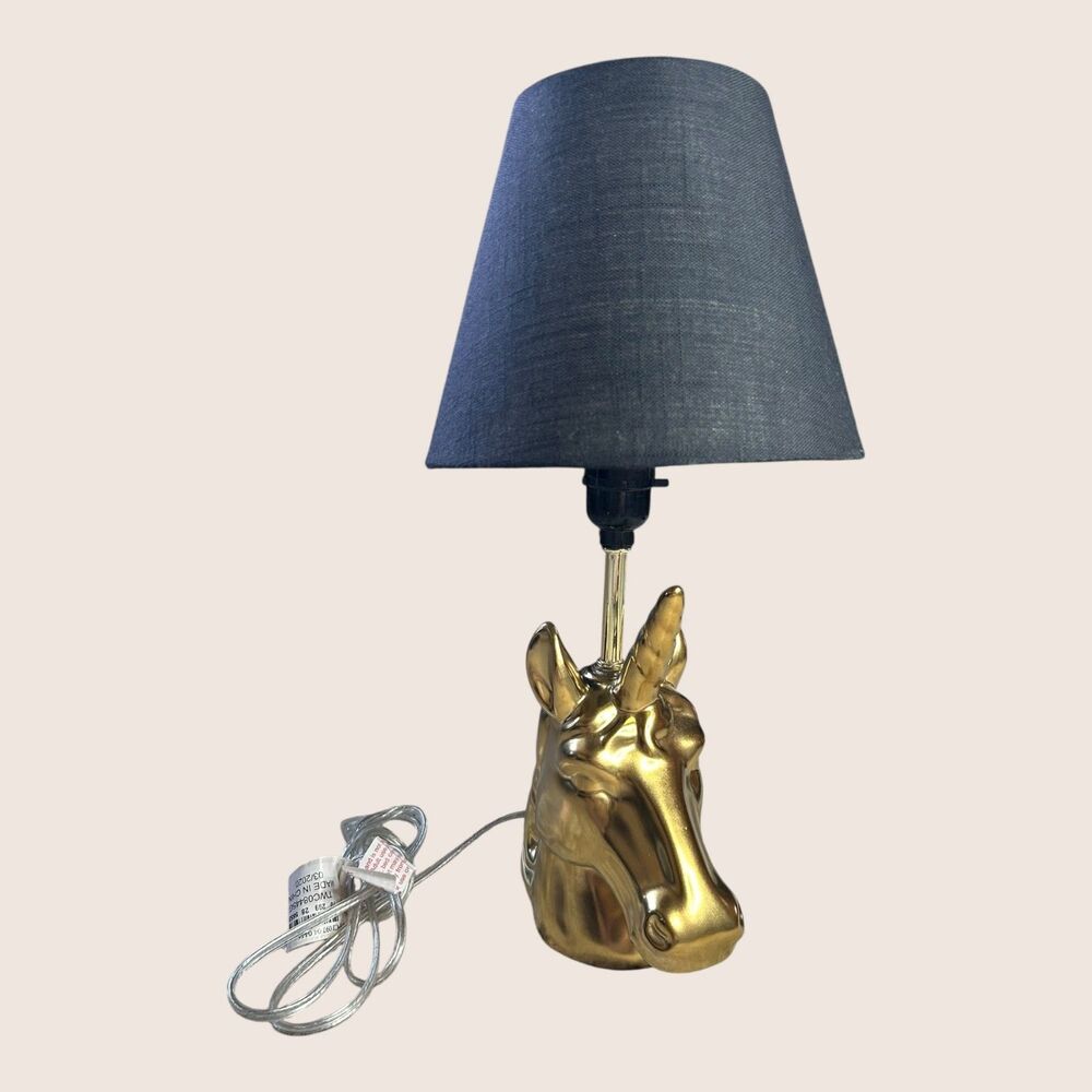 🦄 GOLD UNICORN TARGET PILLOWFORT 12" LAMP NIGHTSTANDCLIP ON BLACK SHADE RETIRED - Picture 2 of 8